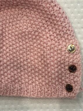Juicy Couture Pink Marino Knit Button-Accent Beanie Hat-OSFM